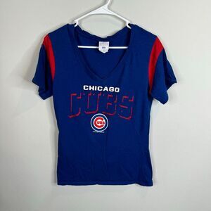 Cubs MLB Genuine Merchandise Womens Shirt Size L‎ V Neck Baseball Summer